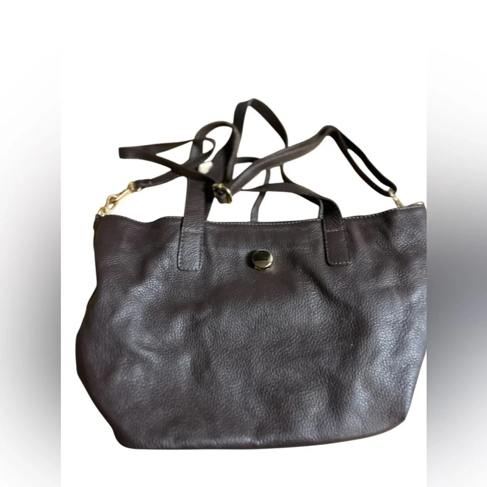 Women's Brown Leather Tote Bag with Gold Hardware‎ made in Italy